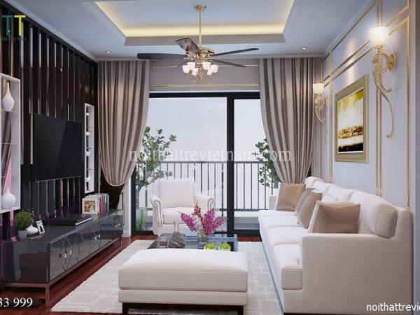 Thiết kế căn hộ chung cư 100m2 3 phòng ngủ sang trọng của chị Hoa