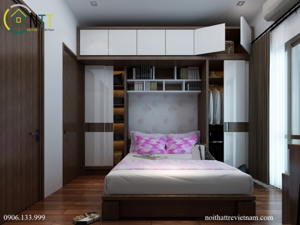 Công trình phòng ngủ chung cư sang trọng của anh Hải với diện tích 15m2 