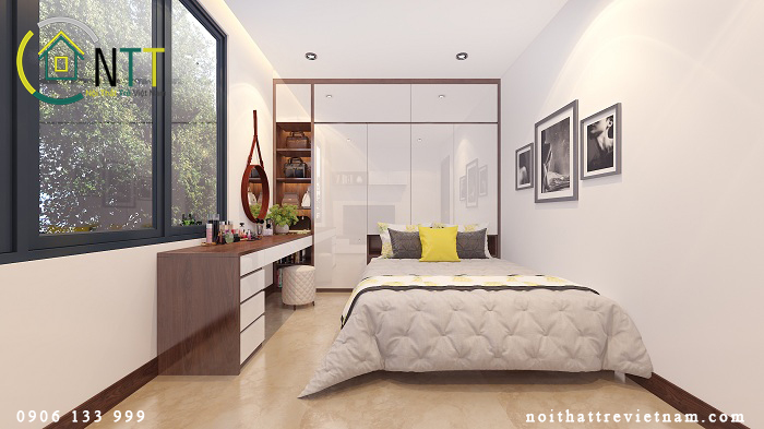 ​Mẫu thiết kế nội thất phòng ngủ master chị Hạnh