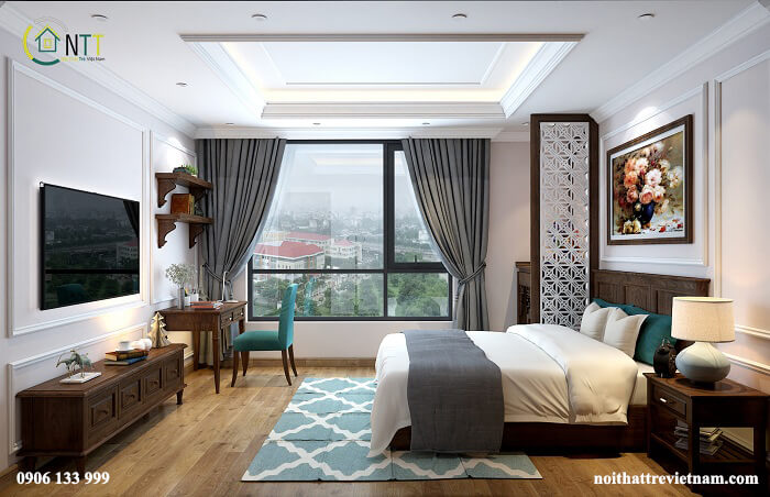 Các căn phòng ngủ đều có lợi thế là cửa kính lớn giúp ánh sáng ngập tràn, không gian thoáng đãng