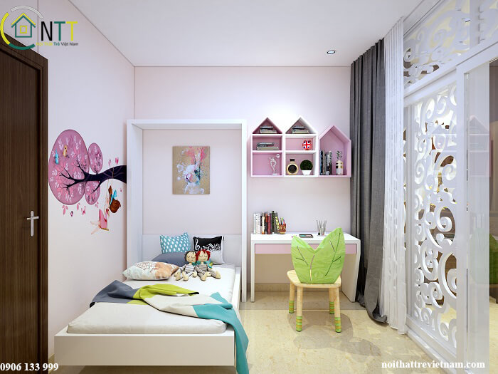 Mẫu 3 - Thiết kế phòng ngủ nhỏ cho bé gái