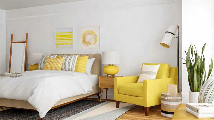 Mẫu phòng ngủ màu vàng chanh đẹp