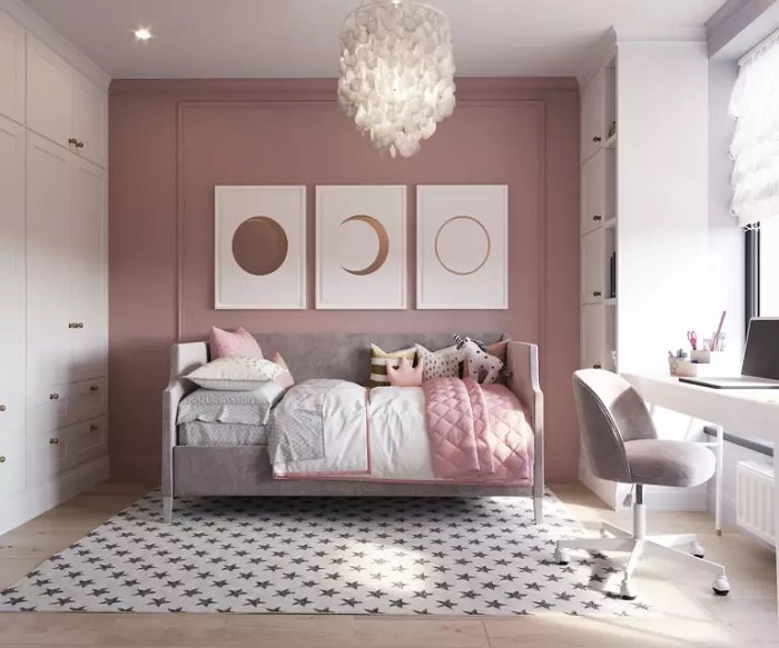 Mẫu phòng ngủ đẹp cho bé gái yêu thích màu hồng