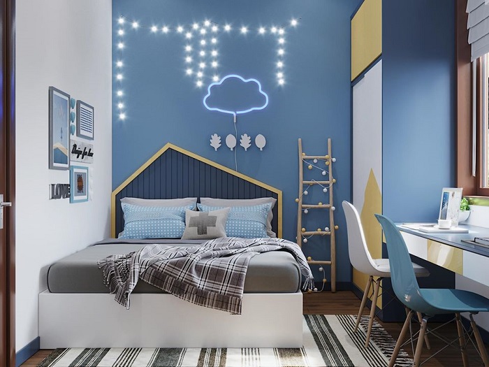 Mẫu giường màu xanh dương đẹp, cá tính