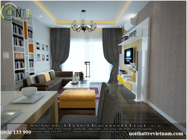 Nội thất phòng khách tại chung cư Golden Palace