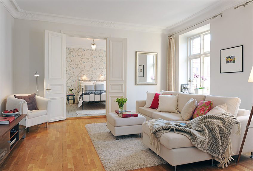 Bộ ghế sofa màu trắng thiết kế đơn giản trang nhã
