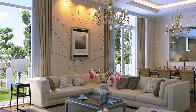 Mẫu phòng khách được thiết kế nội thất đơn giản nhưng vô cùng hiện đại