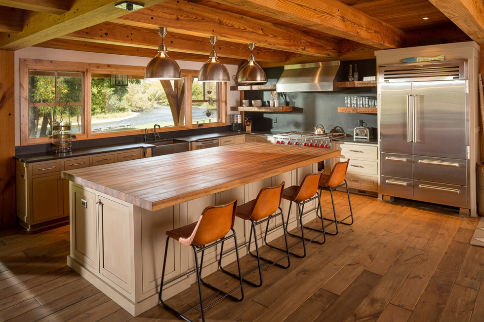 Mẫu thiết kế nội thất phòng bếp bằng gỗ tự nhiên