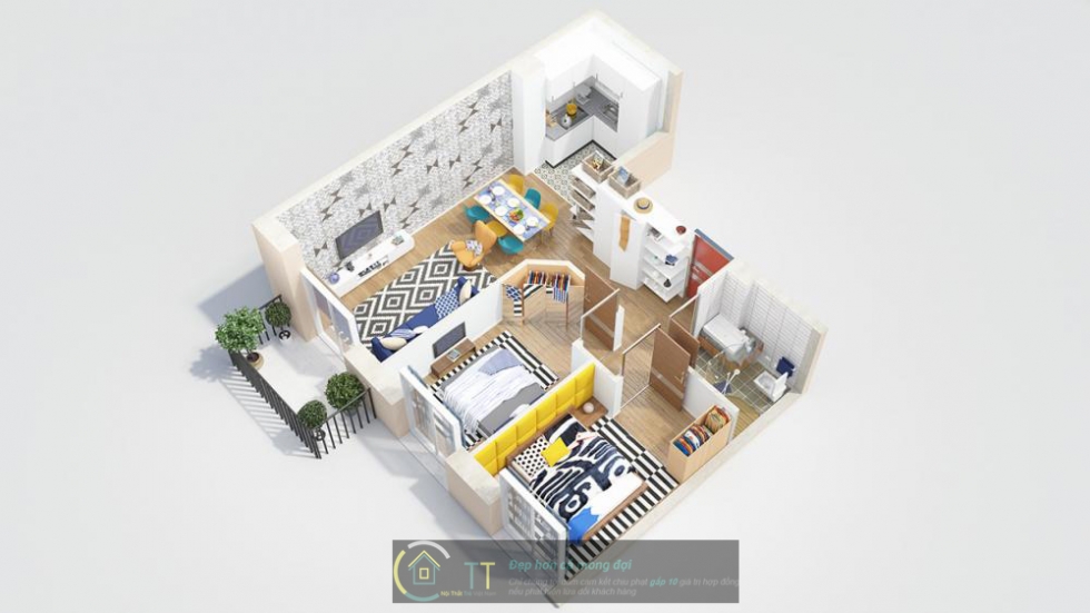 [Báo giá] 25 mẫu thiết kế nội thất chung cư 70m2 2 phòng ngủ dễ ứng dụng