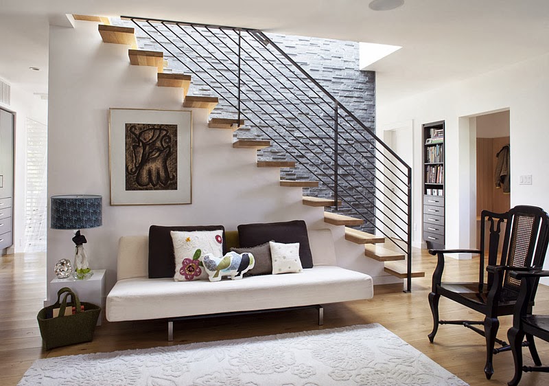 mẫu phòng khách đẹp có cầu thang vô cùng hiện đại