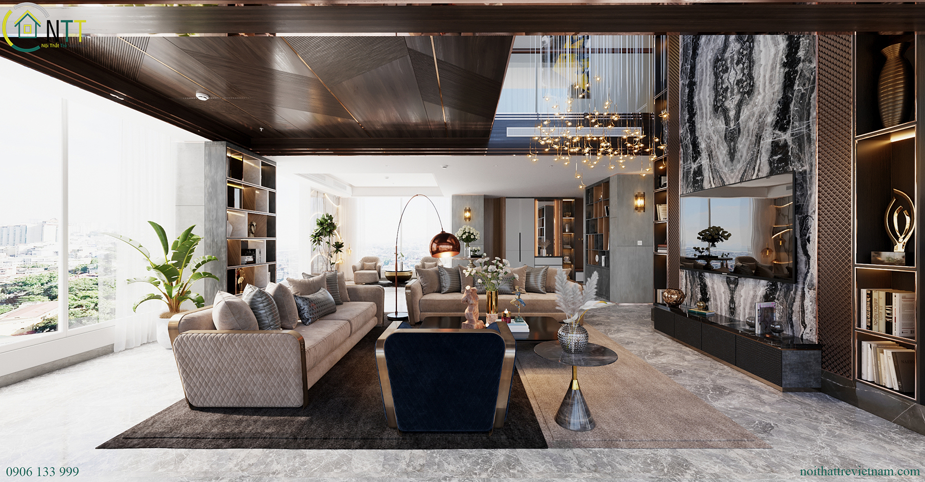 Thiết kế nội thất căn hộ cao cấp sang trọng phong cách luxury