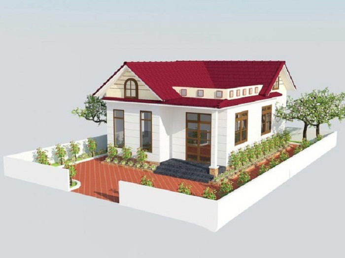 Mô hình 3d nhà cấp 4 mái thái 7x10m