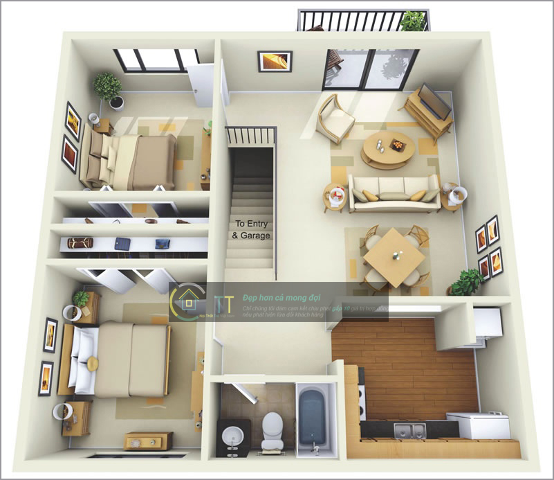 10-mau-thiet-ke-noi-that-chung-cu-2-phong-ngu Mẫu chung cư 70 m2 lấy phòng khách làm trung tâm