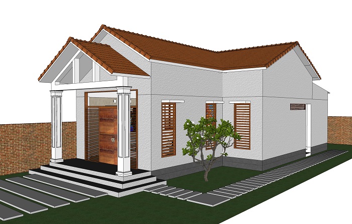 mô hình 3d mẫu nhà cấp 4 nông thôn