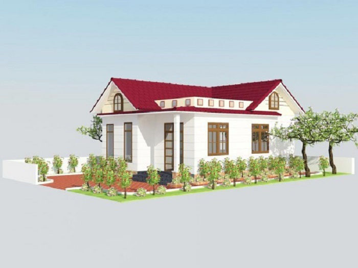 Mô hình 3d Mặt tiền mẫu nhà cấp 4