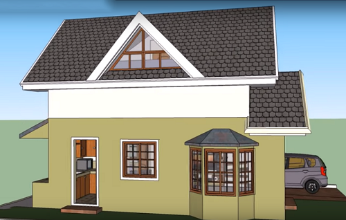 Bản vẽ thiết kế nhà 5x12m - mặt bên