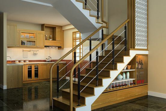 Cầu thang đổi chiều 180 độ - kiểu cầu thang chữ U cho nhà ống 5m
